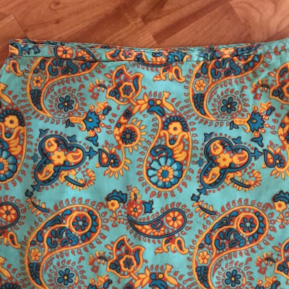 RALPH LAUREN girls SZ 14 seafoam green & yellow paisley lined mini skirt